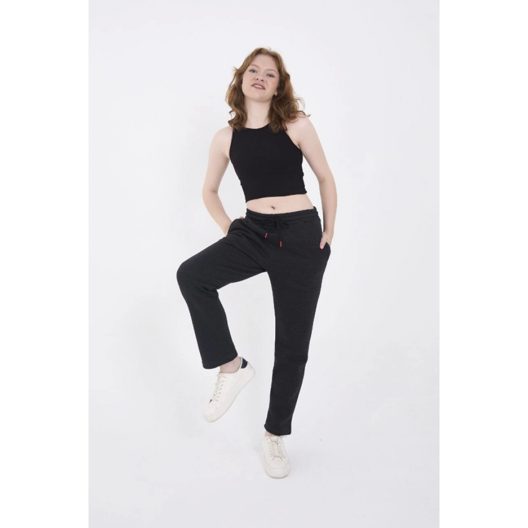 Unisex Üç İplik Basic Eşofman Pantolon - Antrasit 133021