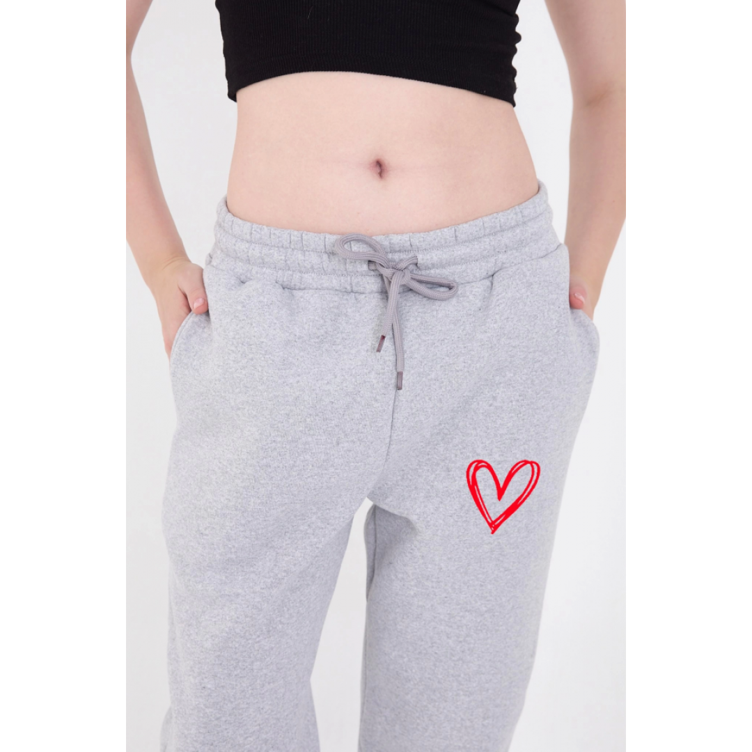 Oversize Boru Paça Baskılı Eşofman Pantolon - Gri 133064 Oversize Boru Paça Baskılı Eşofman Pantolon - Gri 133064