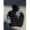 Uzun Kol Kapşonlu Baskılı SweatShirt - Siyah 133158