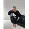 Unisex Üç İplik Kapşonlu Baskılı SweatShirt - Siyah 133162