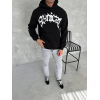 Unisex Üç İplik Kapşonlu Baskılı SweatShirt - Siyah 133167 Unisex Üç İplik Kapşonlu Baskılı SweatShirt - Siyah 133167
