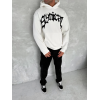Unisex Üç İplik Kapşonlu Baskılı SweatShirt - Beyaz 133168