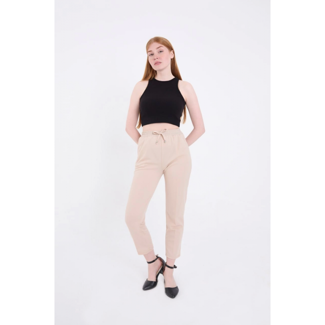 Tam Kalıp Basic Eşofman Pantolon - Bej 133582