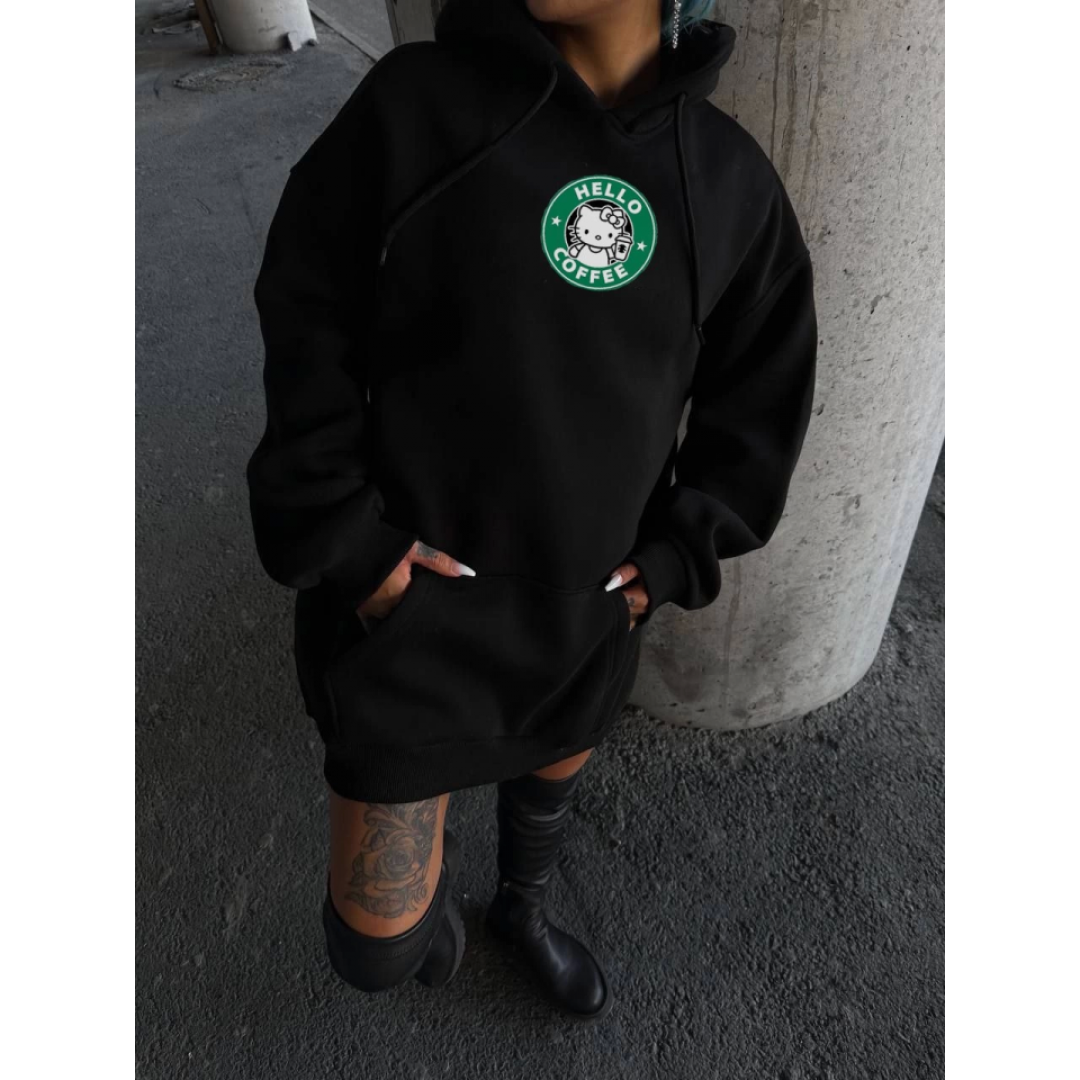 Üç İplik Penye Uzun Kol Kapşonlu SweatShirt - Siyah 133929 Üç İplik Penye Uzun Kol Kapşonlu SweatShirt - Siyah 133929