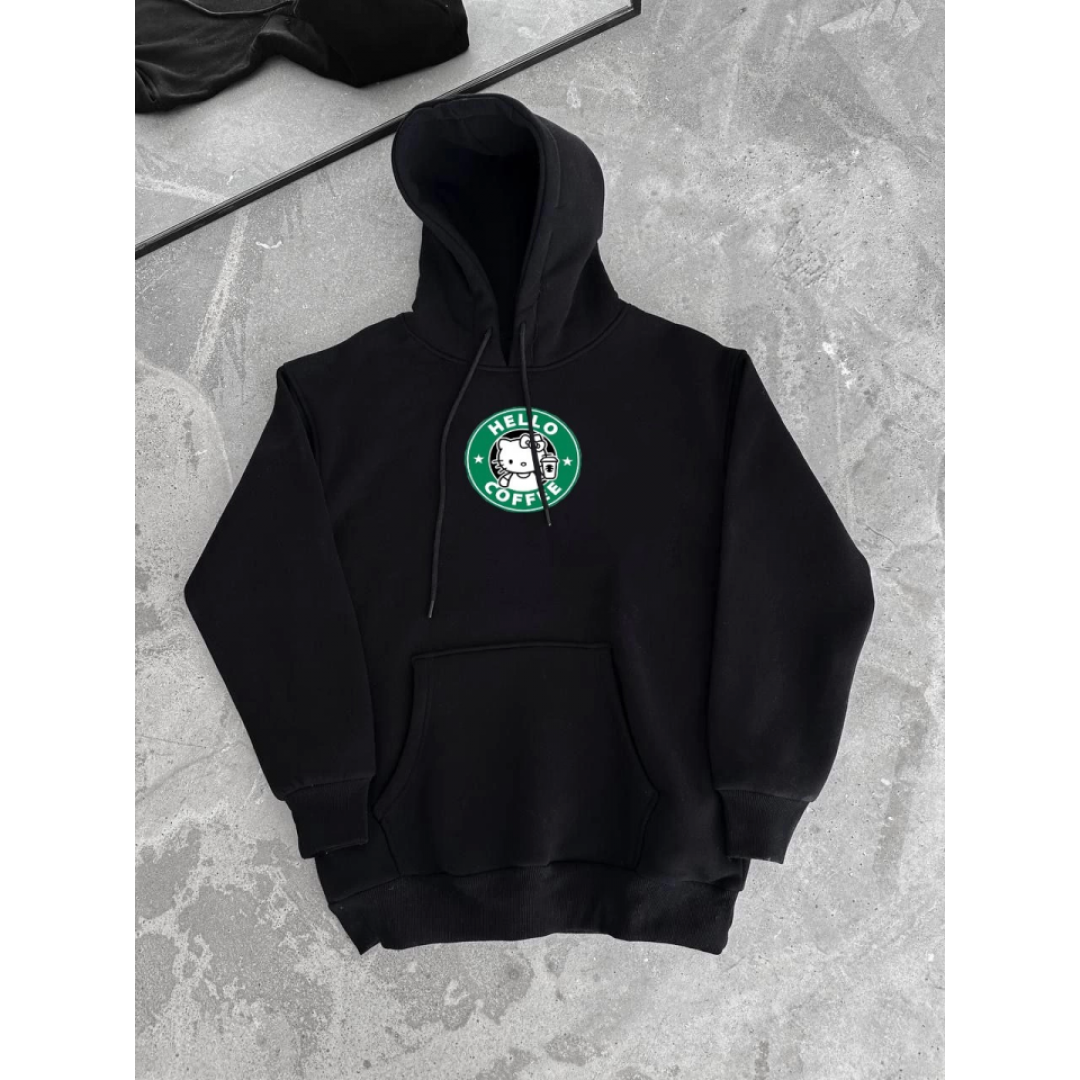 Üç İplik Penye Uzun Kol Kapşonlu SweatShirt - Siyah 133929 Üç İplik Penye Uzun Kol Kapşonlu SweatShirt - Siyah 133929