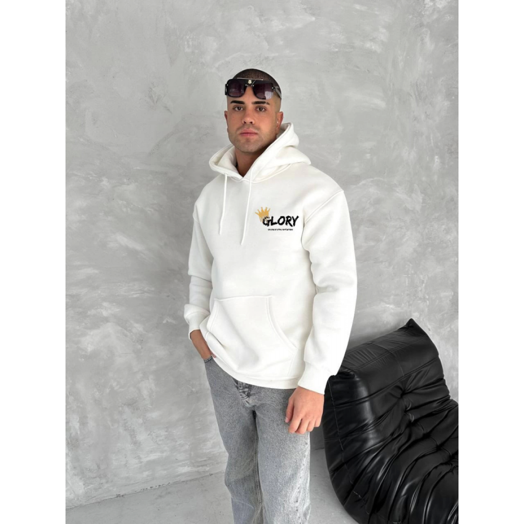 Kışlık Üç İplik Kapşonlu SweatShirt - Beyaz 134225 Kışlık Üç İplik Kapşonlu SweatShirt - Beyaz 134225