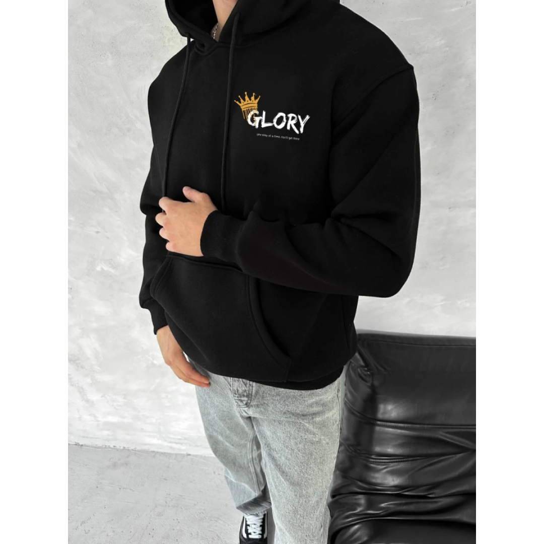 Kışlık Üç İplik Kapşonlu SweatShirt - Siyah - 134226 Kışlık Üç İplik Kapşonlu SweatShirt - Siyah - 134226