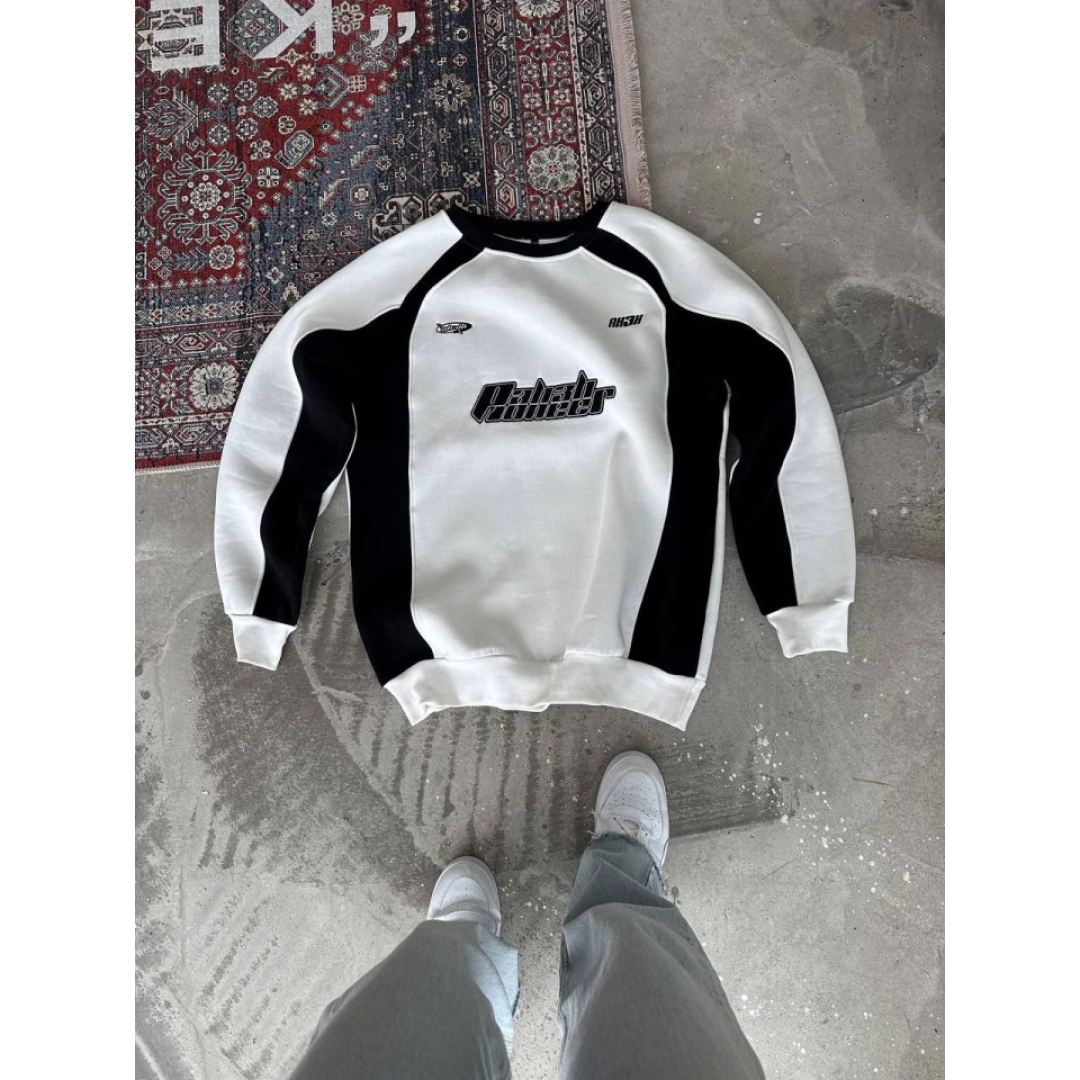 Kışlık Nakış İşlemeli Bisiklet Yaka Parçalı SweatShirt - Beyaz 134493 Kışlık Nakış İşlemeli Bisiklet Yaka Parçalı SweatShirt - Beyaz 134493