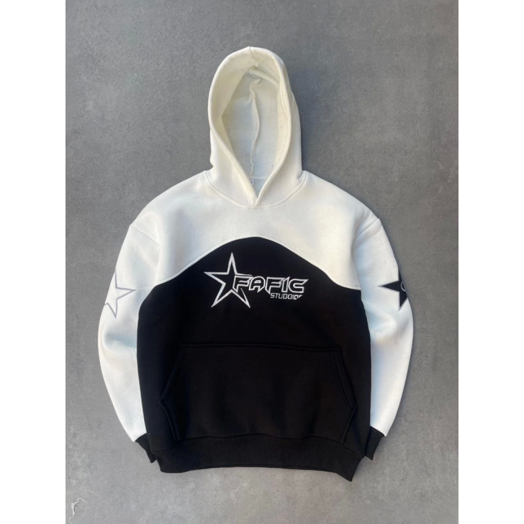 Parçalı Nakış İşlemelı Kapşonlu SweatShirt - Beyaz - 134820 Parçalı Nakış İşlemelı Kapşonlu SweatShirt - Beyaz - 134820