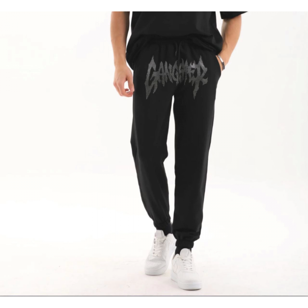Unisex Taş Detaylı Eşofman Altı - Siyah 134860 Unisex Taş Detaylı Eşofman Altı - Siyah 134860
