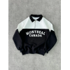 Yarım Fermuarlı Parçalı Yakalı SweatShirt - Siyah 135020