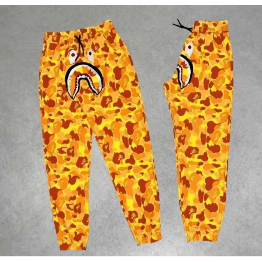 İki İplik Mevsimlik Bape Nakişli Eşofman Pantolon - Sarı 135032 İki İplik Mevsimlik Bape Nakişli Eşofman Pantolon - Sarı 135032