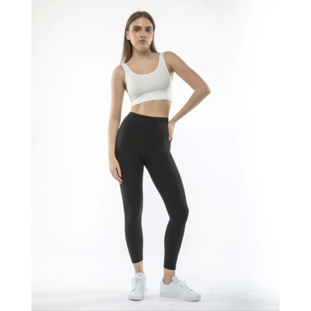 Yüksek Bel Sporcu Düz Tayt - Siyah 136072
