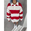 Unisex Üç İplik Parçalı Yakalı SweatShirt - Kırmızı 136574 Unisex Üç İplik Parçalı Yakalı SweatShirt - Kırmızı 136574