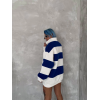 Unisex Üç İplik Parçalı Yakalı SweatShirt - Mavi 136575