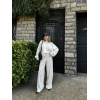 Crop, Pantolon Fitilli İkili Takım -Beyaz 137158