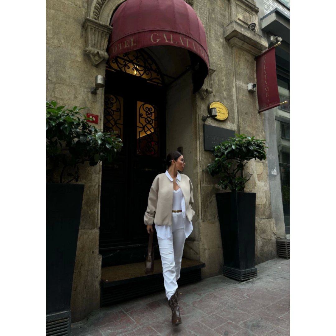 Kaşe Kaşmir Fermuarlı CEKET - Bej 137311