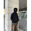 Samuray Kapşonlu ZIP Fermuarlı Kapşonlu SweatShirt - Siyah 137946