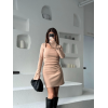 Kare Yaka Mını Boy Fitilli Elbise - Bej - 137956 Kare Yaka Mını Boy Fitilli Elbise - Bej - 137956
