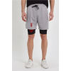 Unisex Baskılı İç Cepli Sporcu Alt Taytlı Şort - Gri 138040