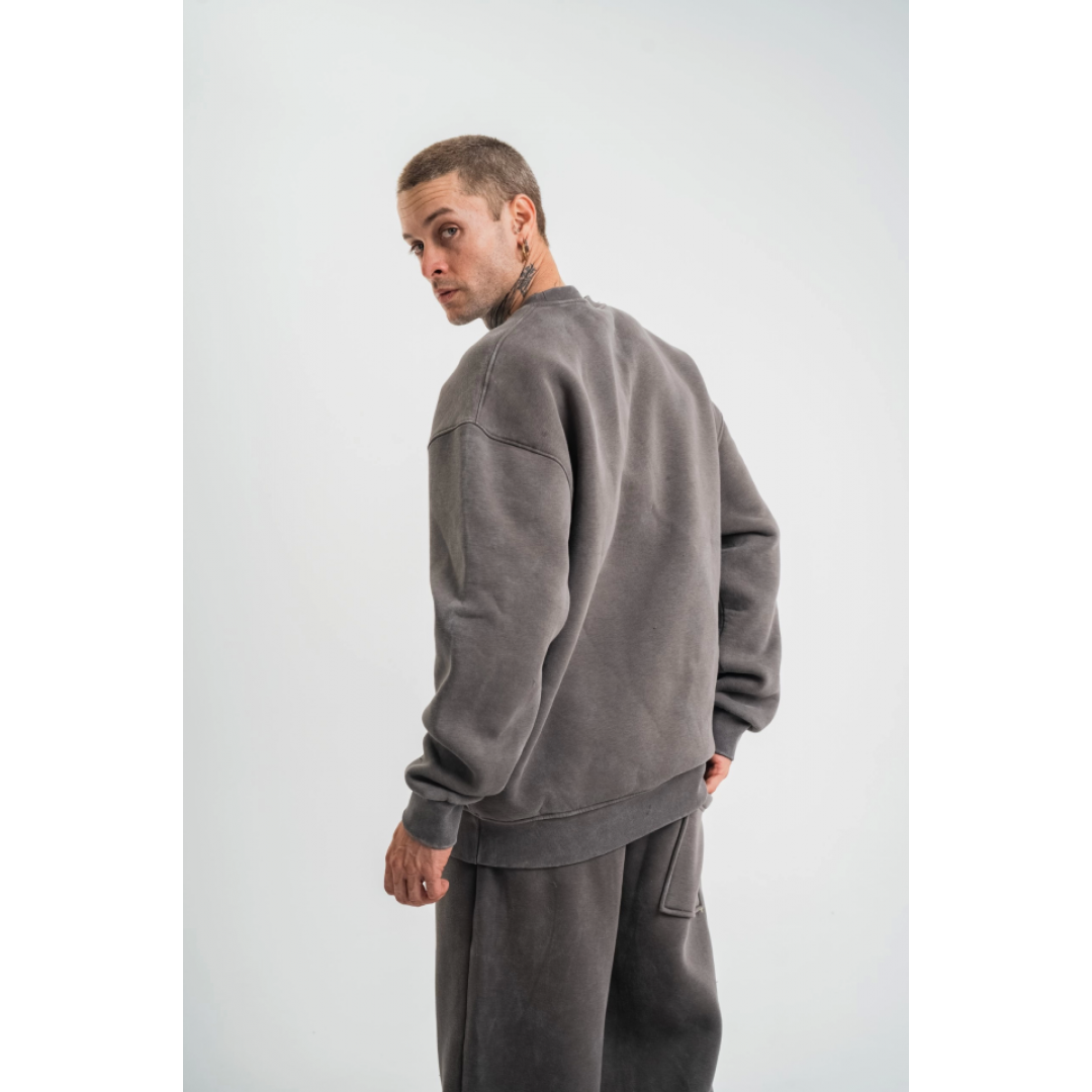 Unisex Uzun Kol Bisiklet Yaka Yıkamalı SweatShirt - Füme 138574 Unisex Uzun Kol Bisiklet Yaka Yıkamalı SweatShirt - Füme 138574