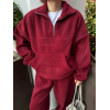 Kalın Polar Yakalı Fermuarlı Sweat Pantolonlu Takım - Bordo 139524 Kalın Polar Yakalı Fermuarlı Sweat Pantolonlu Takım - Bordo 139524