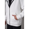 Samuray Kapşonlu ZIP Fermuarlı Çift Kapşonlu Nakışlı SweatShirt- Beyaz 139530