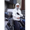 Samuray Kapşonlu ZIP Fermuarlı Çift Kapşonlu Nakışlı SweatShirt- Beyaz 139530