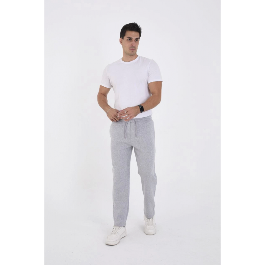 Unisex Üç İplik Basic Eşofman Özel Tasarım Pantolon - Gri