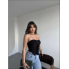 Sandy Asimetrik Büzgülü Straplez Bluz - Siyah 140153 Sandy Asimetrik Büzgülü Straplez Bluz - Siyah 140153
