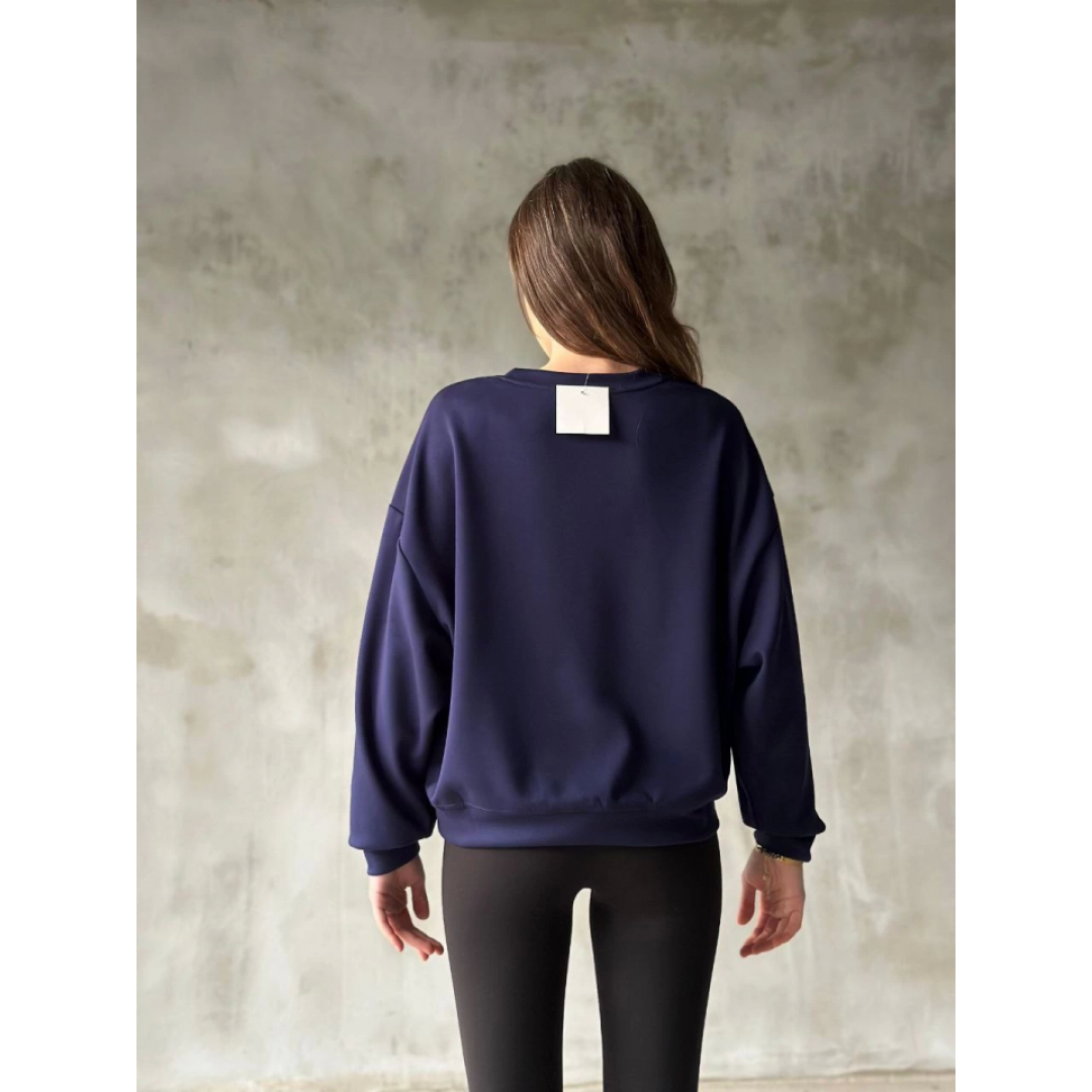 Osy Modal Yumuşak Dokulu Kumaş Bisiklet Yaka Oversize Sweatshirt - Lacivert 140163 Osy Modal Yumuşak Dokulu Kumaş Bisiklet Yaka Oversize Sweatshirt - Lacivert 140163