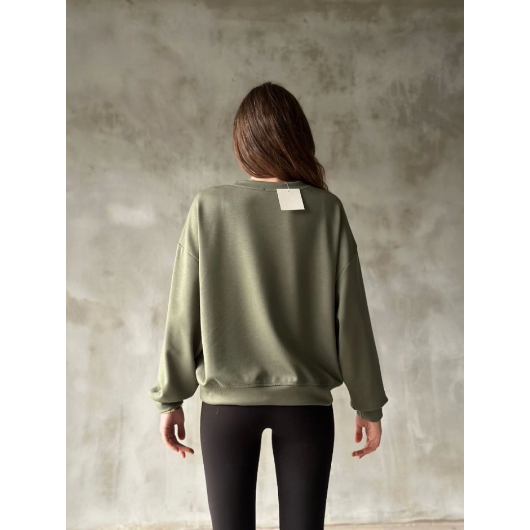 Osy Modal Yumuşak Dokulu Kumaş Bisiklet Yaka Oversize Sweatshirt - Haki 140164 Osy Modal Yumuşak Dokulu Kumaş Bisiklet Yaka Oversize Sweatshirt - Haki 140164