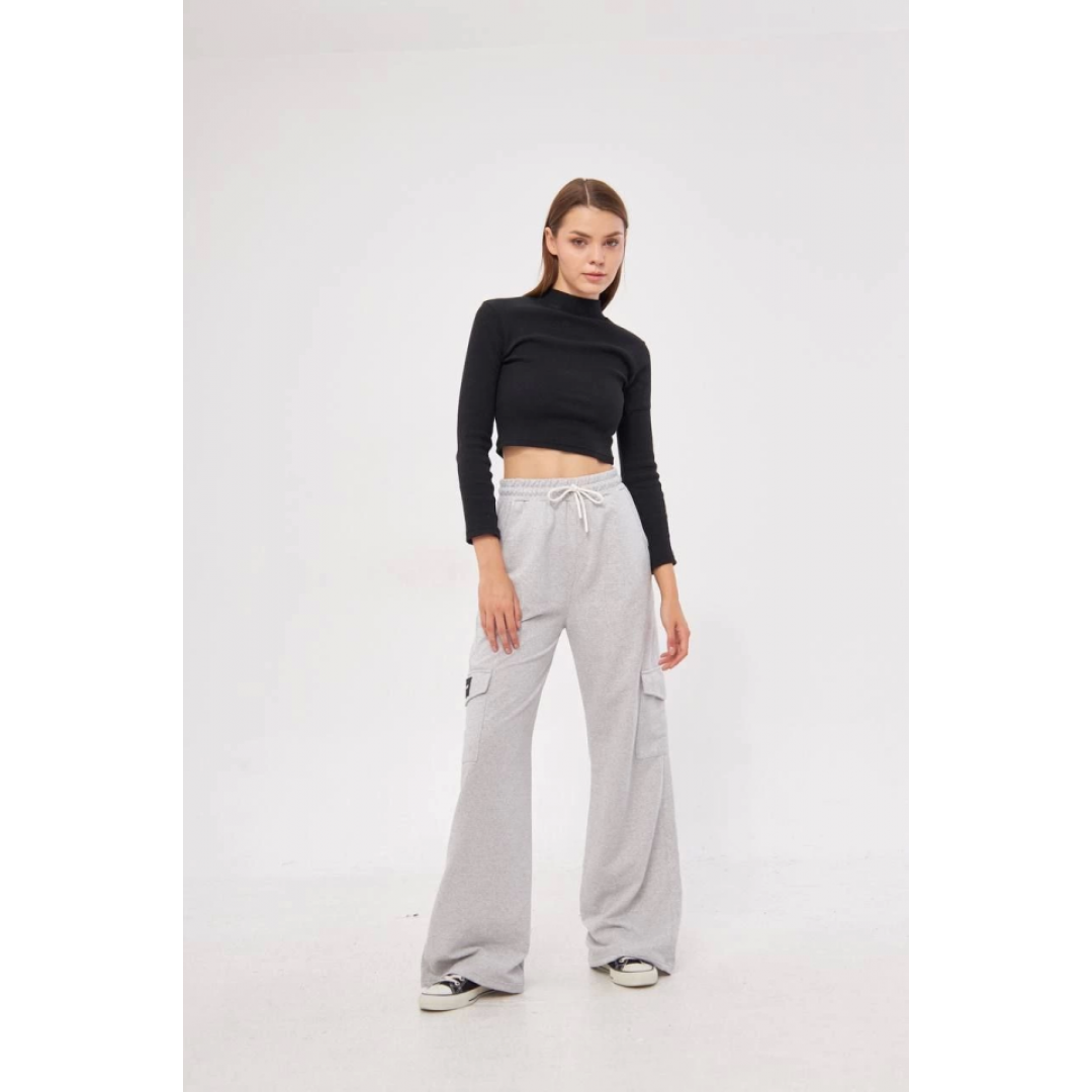 Kargo Cepli Palazzo Oversize Kesim İki Iplik Bol Paça Eşofman Altı Pantalon - Gri 140554 Kargo Cepli Palazzo Oversize Kesim İki Iplik Bol Paça Eşofman Altı Pantalon - Gri 140554