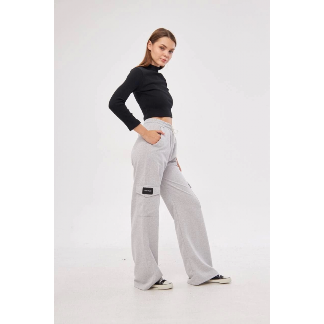 Kargo Cepli Palazzo Oversize Kesim İki Iplik Bol Paça Eşofman Altı Pantalon - Gri 140554 Kargo Cepli Palazzo Oversize Kesim İki Iplik Bol Paça Eşofman Altı Pantalon - Gri 140554