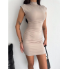 Yarım Bogazlı Kolsuz Mini Boy Elbise - Bej 141855 Yarım Bogazlı Kolsuz Mini Boy Elbise - Bej 141855