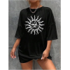 Bisiklet Yaka Baskılı T-shirt - Siyah 142452