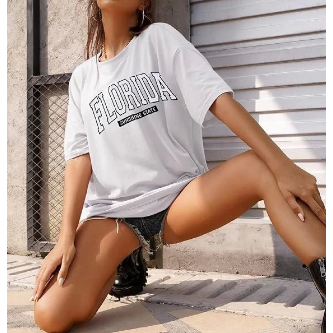 Bisiklet Yaka Baskılı T-shirt - Beyaz 142455