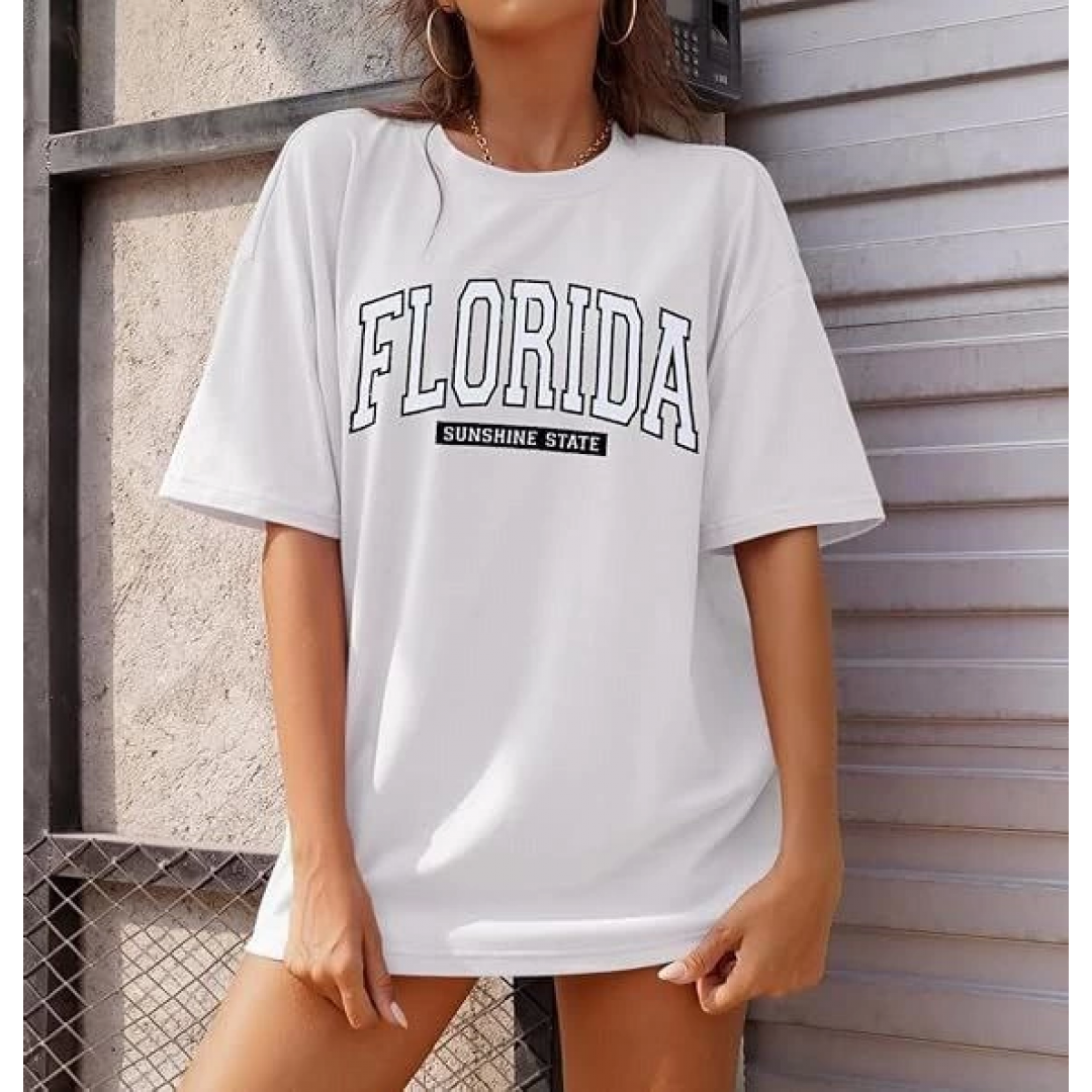 Bisiklet Yaka Baskılı T-shirt - Beyaz 142455