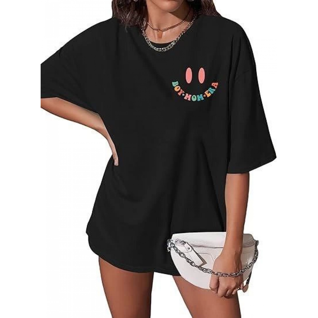 Bisiklet Yaka Kısa Kol Baskılı T-shirt - Siyah 142484