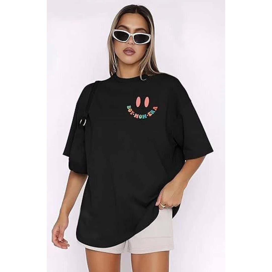 Bisiklet Yaka Kısa Kol Baskılı T-shirt - Siyah 142484
