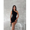 Tek Omuzlu Kolsuz Mini Boy Elbise - Siyah 142493 Tek Omuzlu Kolsuz Mini Boy Elbise - Siyah 142493