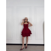 Mini Askılı Elbise - Bordo - 144287
