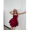 Mini Askılı Elbise - Bordo - 144287