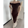 Striptiz Omuzlu Uzun Elbise- Kahve 144291 Striptiz Omuzlu Uzun Elbise- Kahve 144291