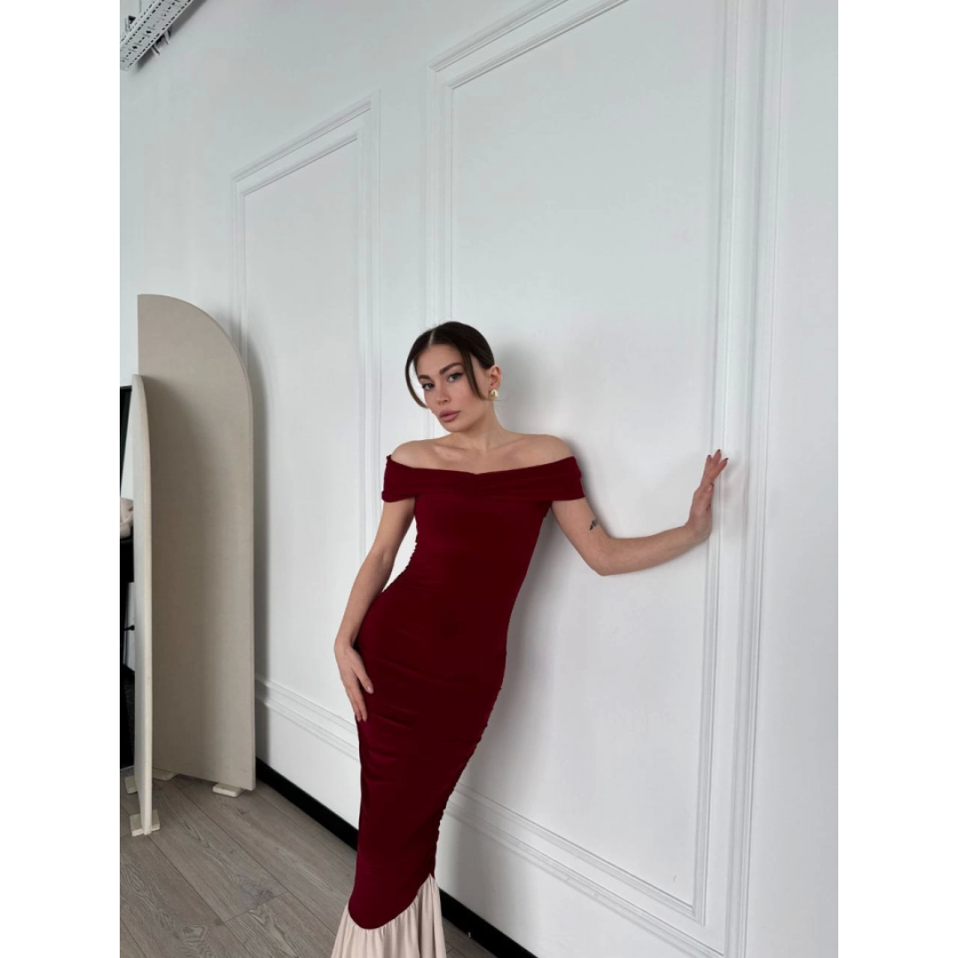 Striptiz Omuzlu Uzun Elbise- Bordo 144292 Striptiz Omuzlu Uzun Elbise- Bordo 144292