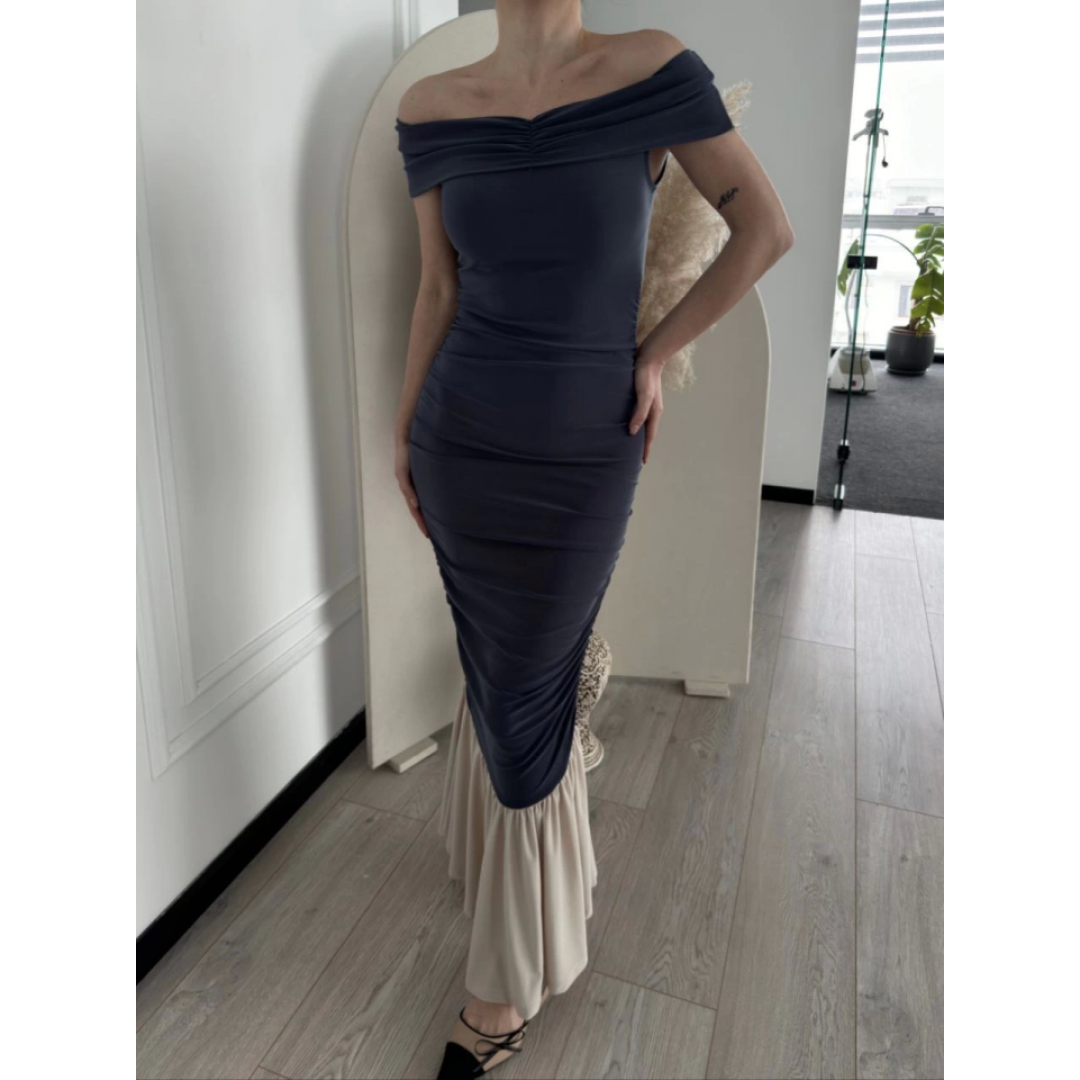 Striptiz Omuzlu Uzun Elbise- Füme 144293 Striptiz Omuzlu Uzun Elbise- Füme 144293