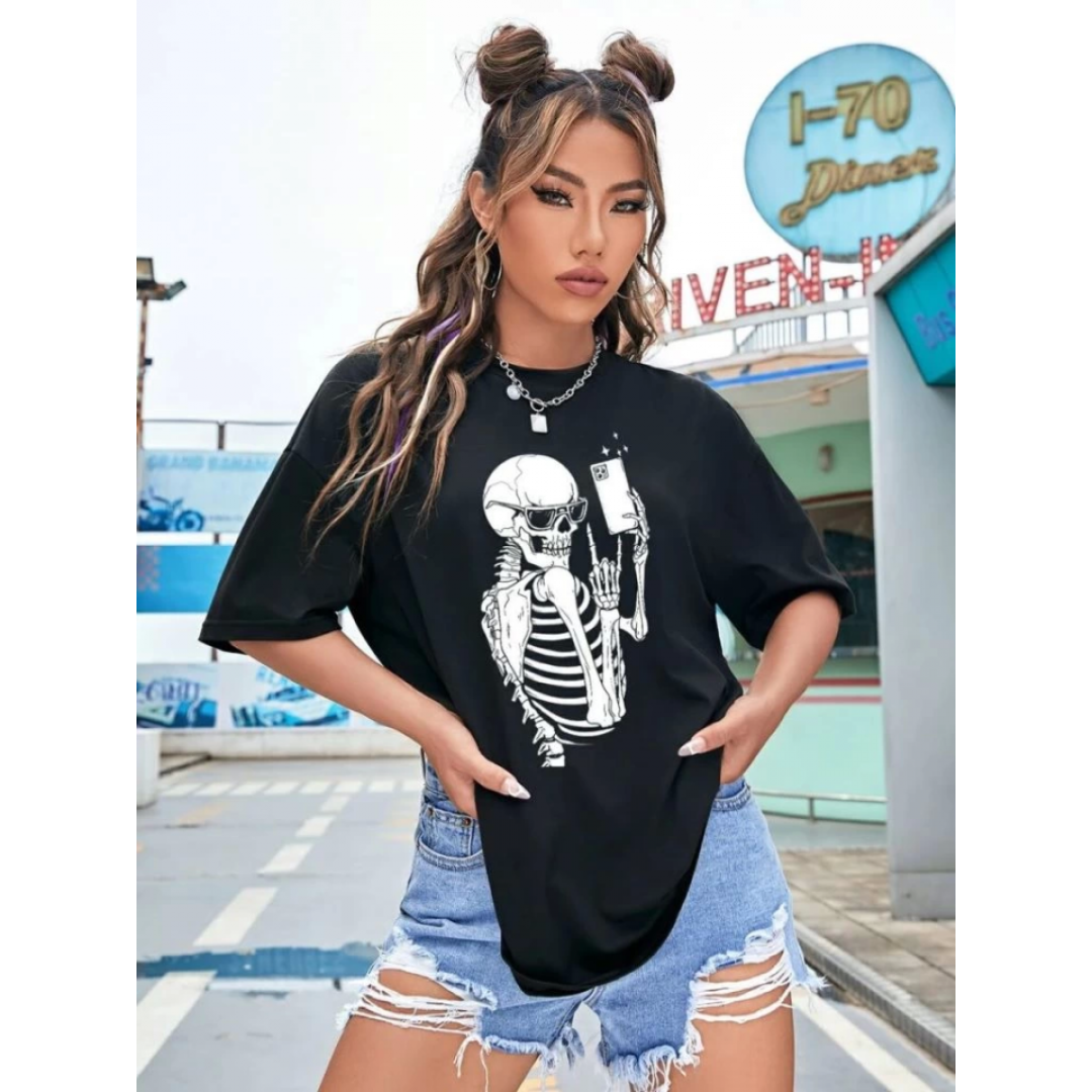 Baskılı T-shirt - Siyah - 144673