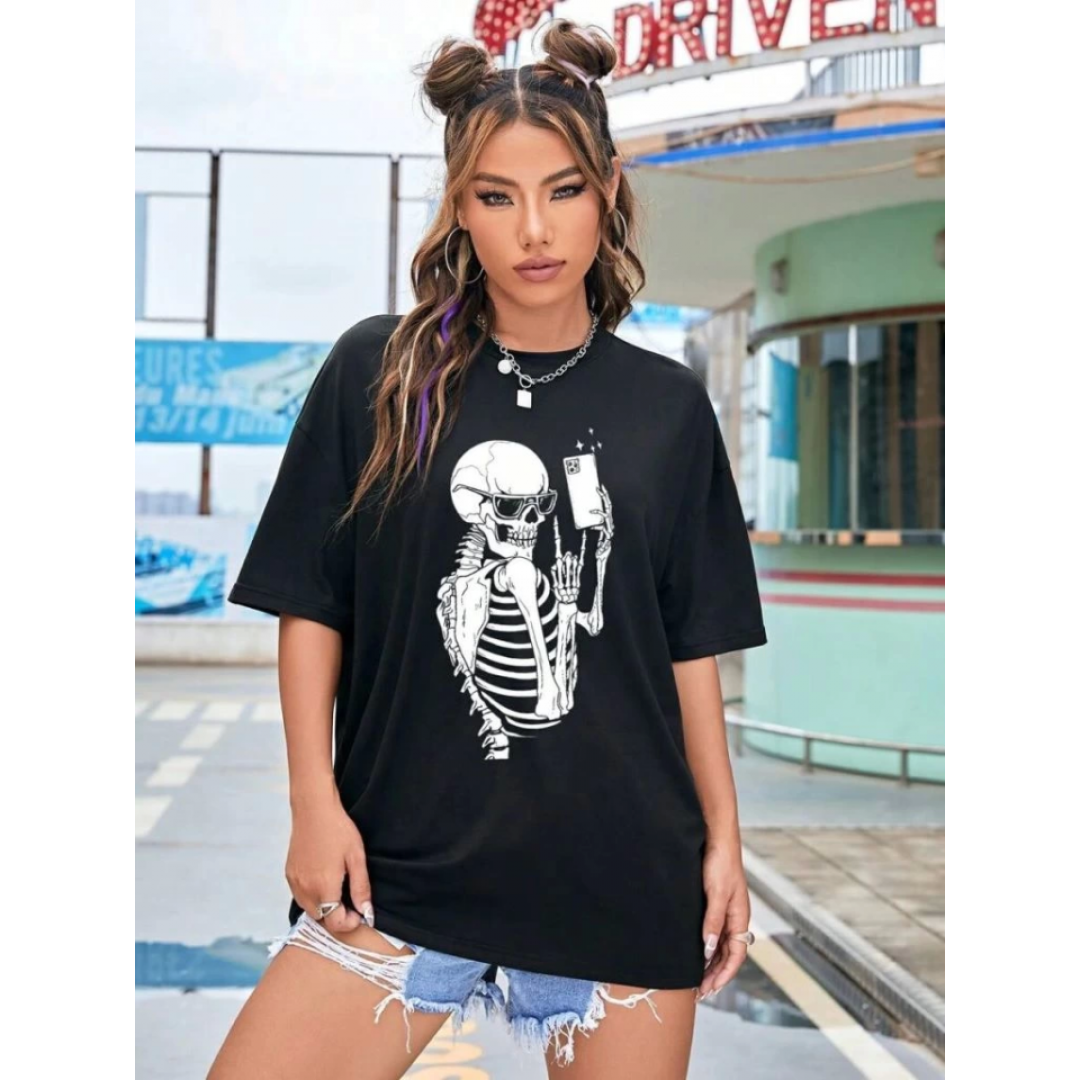 Baskılı T-shirt - Siyah - 144673