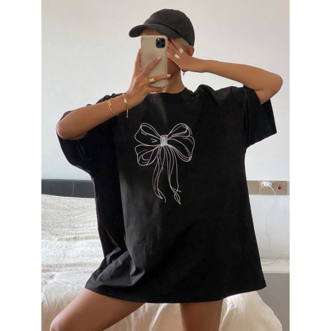 Baskılı Oversize T-shirt - Siyah 146034 Baskılı Oversize T-shirt - Siyah 146034