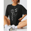 Baskılı Oversize T-shirt - Siyah - 146035 Baskılı Oversize T-shirt - Siyah - 146035